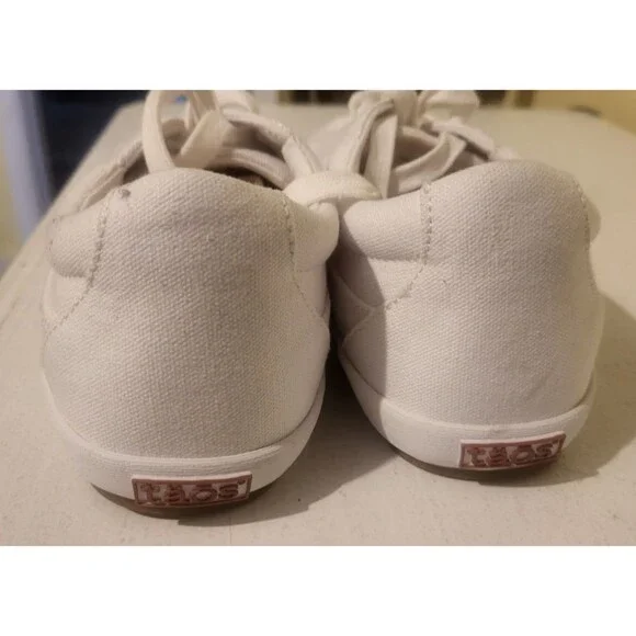 Taos Womens Moc Star Sneaker Size 9.5 White Canvas Lace Up Comfy Walking Shoe - Picture 4 of 6